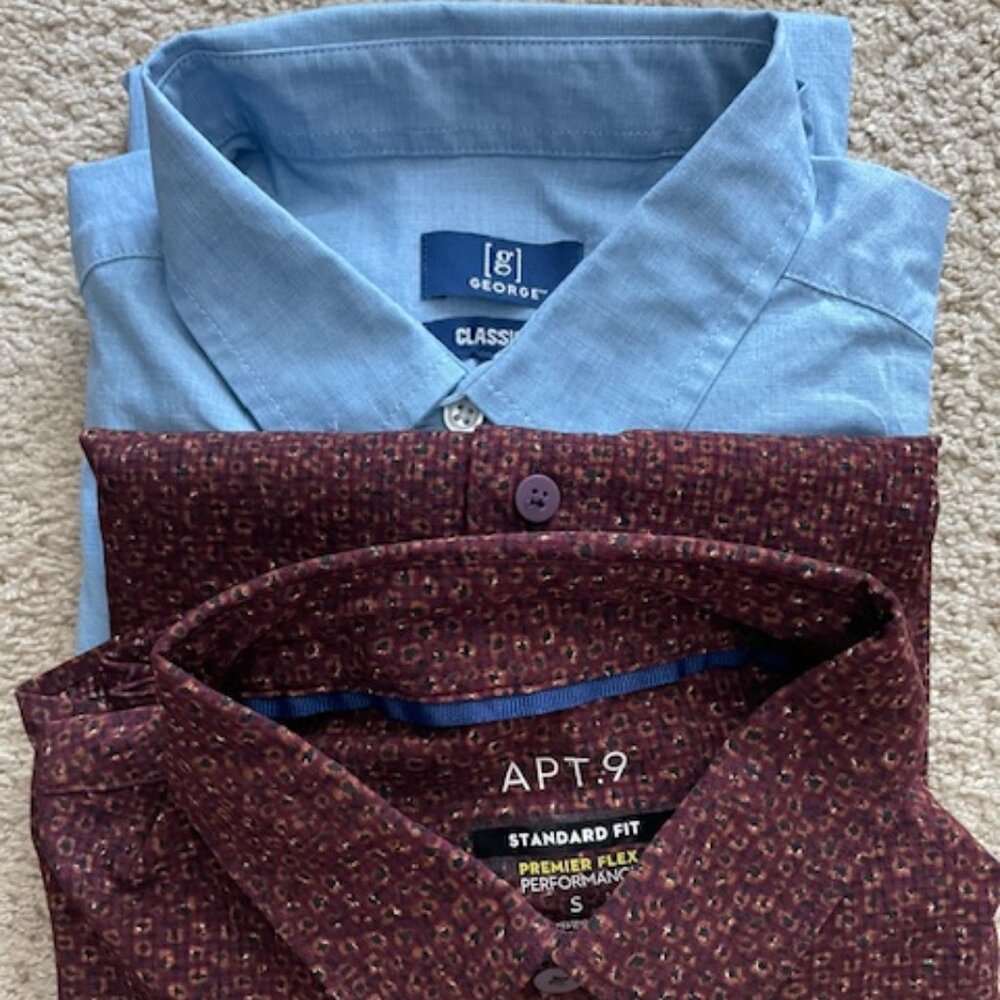 Men's Apt. 9 Standard Fit Dress Shirt & George Mens Long Sleeve Shirt Size Small